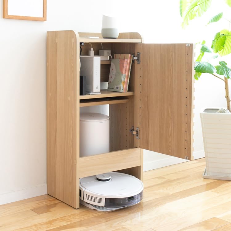 収納庫 ラベルプレート付ロボット掃除機対応25mm間隔で調整キャスター付