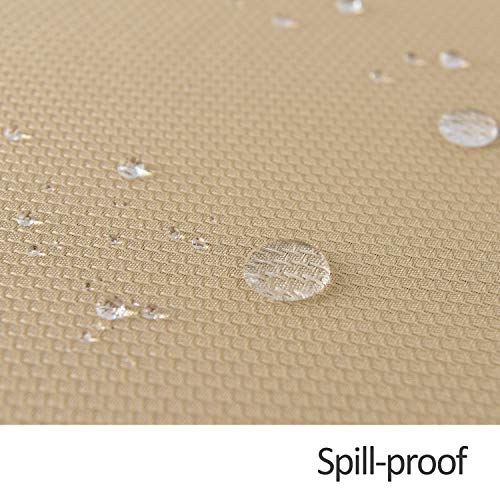 Image of maxmill Textured Rectangular Tablecloth Water Resistance Antiwrinkle Spillproof Soft Jacquard Table Cloth for Dining Room, Buffet Banquet Parties and Holiday Dinners, 60 x 104 Inch, Beige