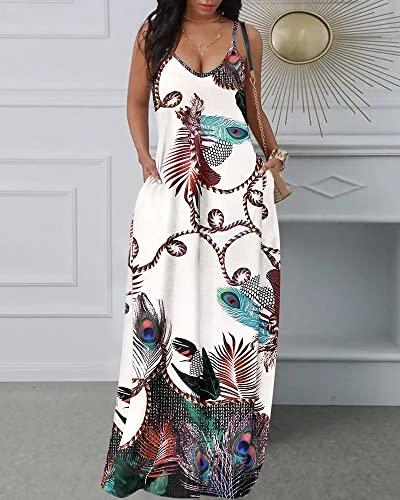 Image of SheKiss 2026 Women's Casual Summer Floral Long Maxi Dresses Floor Length Sleeveless Plus Size Sundresses