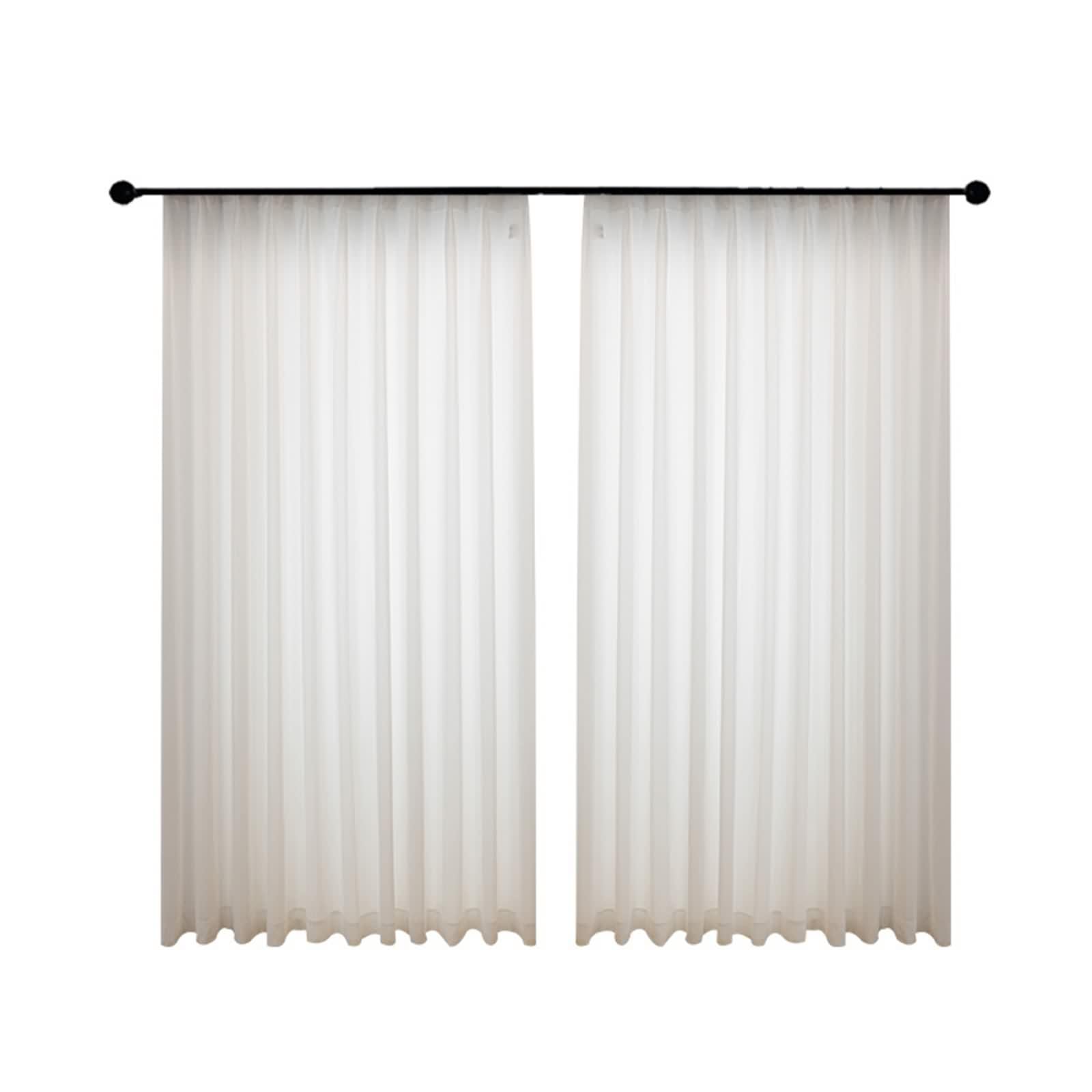 Tende bianche vintage, altezza 160 cm, tinta unita, in poliestere, set da 2 pezzi, larghezza 102 x altezza 160 cm