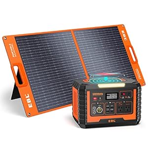 EBL 500W Portable Power Station with 100W Portable Solar Panel, 519.4Wh Solar Generator and Solar Panel Combo for Home and Outdoor Emergency Use