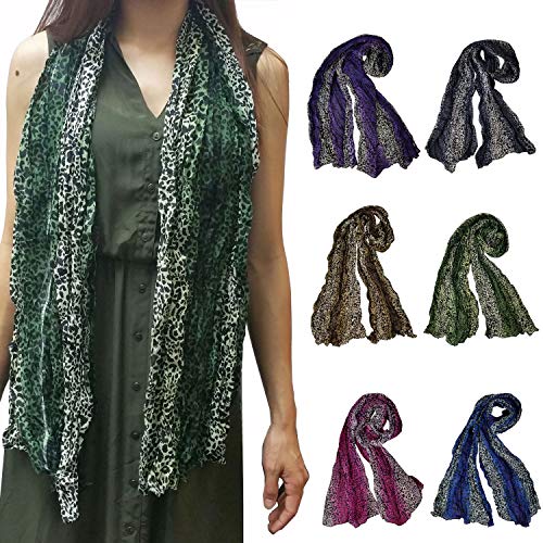 Pleated Leopard Scarf Scarves for Women Girls Light Weight & Warm2