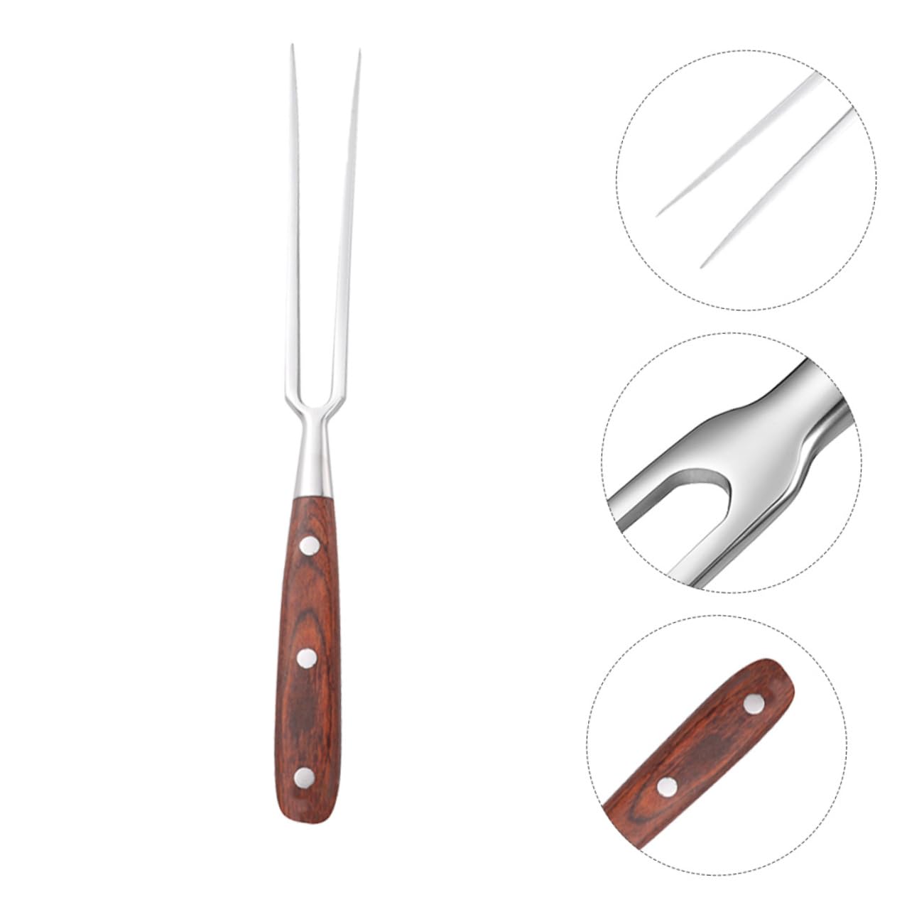 Ciieeo Elegant Stainless Steel Bbq Forks Wooden Handles 2 Piece Set for Cooking Catering and Parties