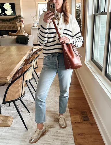 Womens Casual Long Sleeve Sweaters Buttons V Neck Ribbed Knit Pullover Outfits4