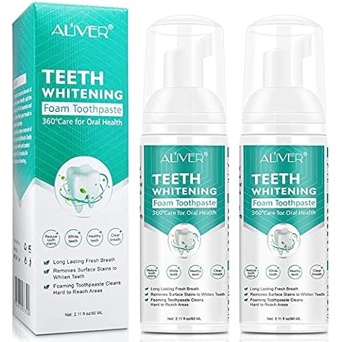 Whitening Toothpaste Foam, Baking Soda Toothpaste, Intensive Stain Removal Toothpaste, 360ºCare for Month and Healthy Oral Environment, Travel Friendly, Easy to Use Cover