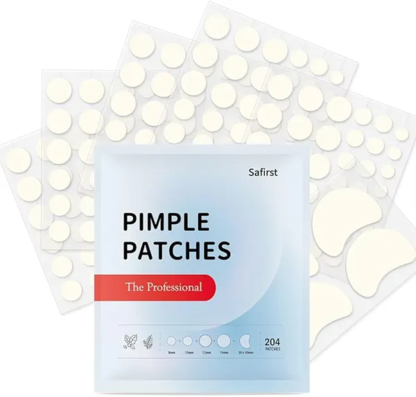 Safirst Sticky Acne Patches Hydrocolloid Pimple Absorbing Patch 5 Size 204 Counts Spot Blemish Invisible Stickers Zit Dot Cover Breakout Treatment