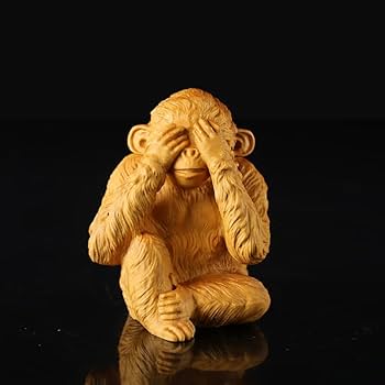 Amazon｜ビンテージウッド3サル像小彫刻木彫り面白い置物ミニチュア