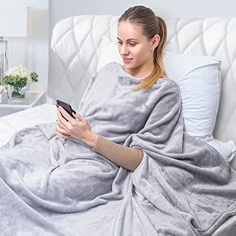 Elegear Wearable Blanket Super Soft Cozy Fleece Snuggle Throw Blanket for Adults Warm Fluffy Plush Winter TV Phone Blanket for Bed and Couch Travel - Silver Grey 150 x 200cm Cover