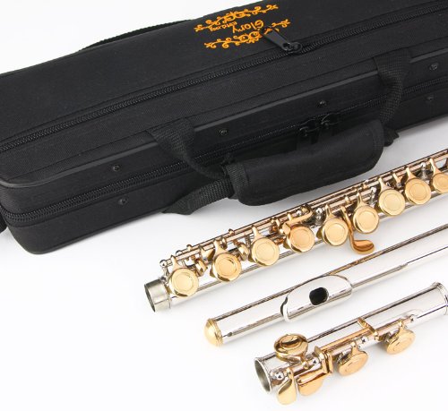 Image of Glory Closed Hole C Flute With Case, Tuning Rod and Cloth and Gloves, Nickel /Laquer