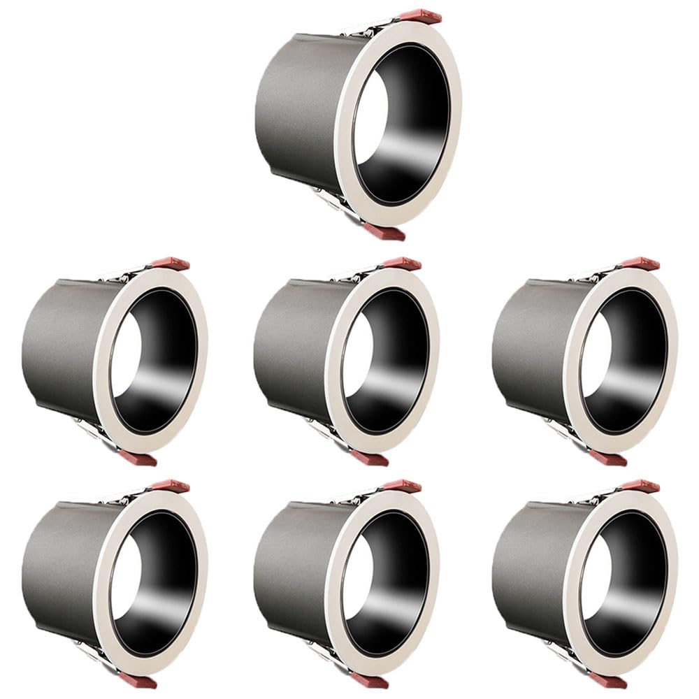 ASerZenith 7 Pcs Round Aluminum Retrofit Downlight, 3000K-6000K Dimmable Led Can Lights, 7W Led Recessed Ceiling Light Baffle Trim, Led Recessed Lighting, Daylight Retrofit Downlight