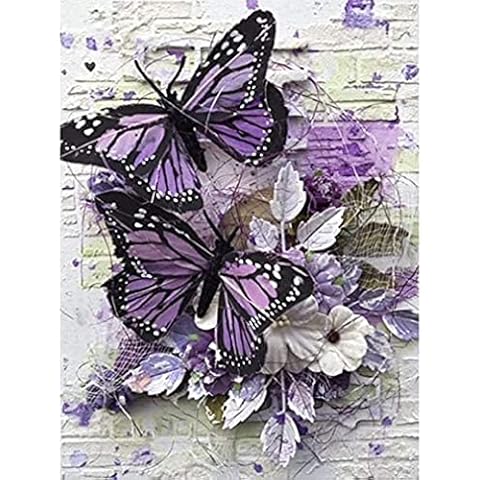 LVIITIS 5D Diamond Painting Butterfly Kits for Adults Full Drill,Diamond Arts Dots Kits for Adults Christmas Paint with Diamonds Gem,Pictures Arts Craft for Home Wall Decor(12x14inch) Cover