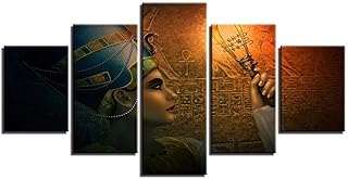 MWDDDEA® Quadri Moderni Stampa di Immagini Artistica | Tela Decorativa per Soggiorno O Stanza da Letto | Bella Donna Egiziana | 5 Pezzi (Nessuna Cornice: 200X100 Cm)