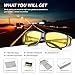 URUMQI Night Vision Driving Glasses Fit Over Glasses for Men Women, Anti Glare Polarized Nighttime Glasses HD Yellow Lens