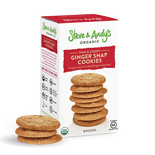 Steve and Andy’s - Thin and Crispy All-Natural Ginger Snaps Gingerbread Cookies, Gluten Free Cookies for Dessert, No Corn Syrup, No Tree Nuts, Kosher, and Non Gmo (1 Pack)