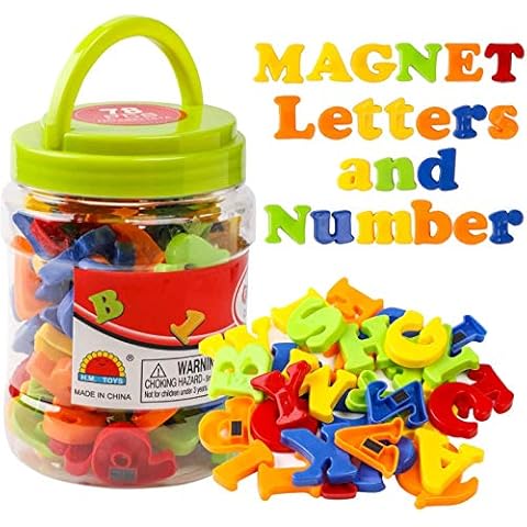 RAEQKS Magnetic Letters Numbers Alphabet ABC Colorful 123 Refrigerator Fridge Magnets for Vocabulary Educational Toy Set Preschool Learning Spelling Counting Game Uppercase Lowercase for Kids Age 3+ Cover