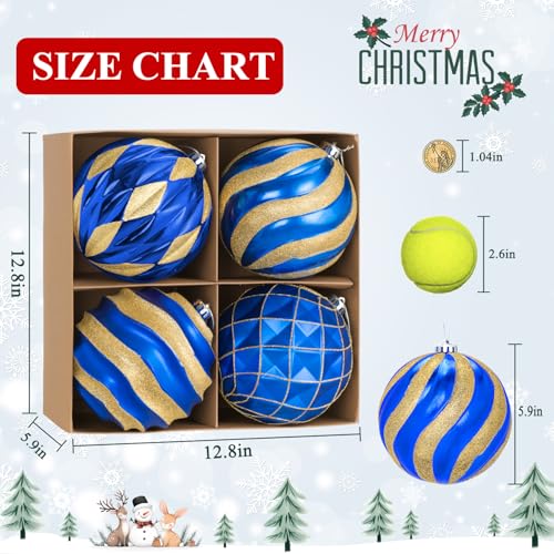 6-Blue-and-Gold-Christmas-Ball-Ornaments-Set-4-Pcs-Extra-Large-Xmas-Tree-Decoration-Shatterproof-Luxury-Decorative-Hanging-Ornament-Bulk-for-Party-Holiday-Wreath-Garland-Home-Decor 6 Blue and Gold Christmas Ball Ornaments Set 4 Pcs Extra Large Xmas Tree Decoration Shatterproof Luxury Decorative Hanging Ornament Bulk for Party Holiday Wreath Garland Home Decor