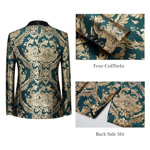 UNINUKOO Men's Suit 2 Piece Floral Paisley Regular Fit Tuxedo Suits for Men Dinner Party Jacket Pants Set3