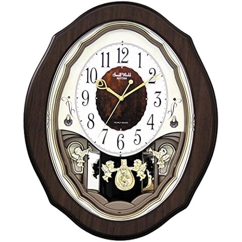 Rhythm "Precious Angels" Clock with LED Lights and Swarovski Crystal Pendulum Cover