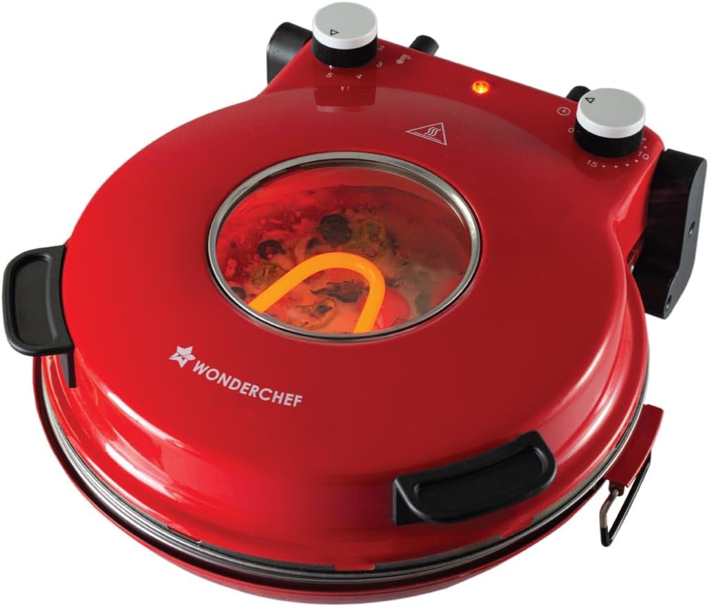 Regalia Pizza Maker | Crispy Pizzas in 5 Minutes with Rapid Cooking over 450°C | Wood-Fired Pizza-Like Taste | Lava Stone Base for Golden Crust | 1200W, 12-in Diameter | 2-Year Warranty