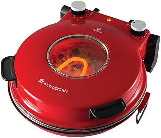 Wonderchef Regalia Pizza Maker | Crispy Pizzas in 5 Minutes with Rapid Cooking over 450°C | Wood-Fired Pizza-Like Taste | Lava Stone Base for Golden Crust | 1200W, 12-in Diameter | 2-Year Warranty