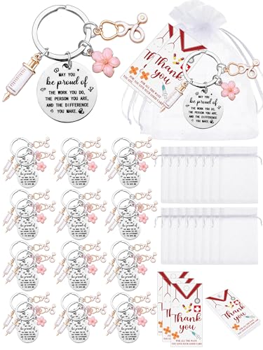 QAUYETM 36 Pcs Nurse Gifts Bulk Nurse Keychain for Nursing Medical Assistant Respiratory Care Week Employee Appreciation Thank You Gifts