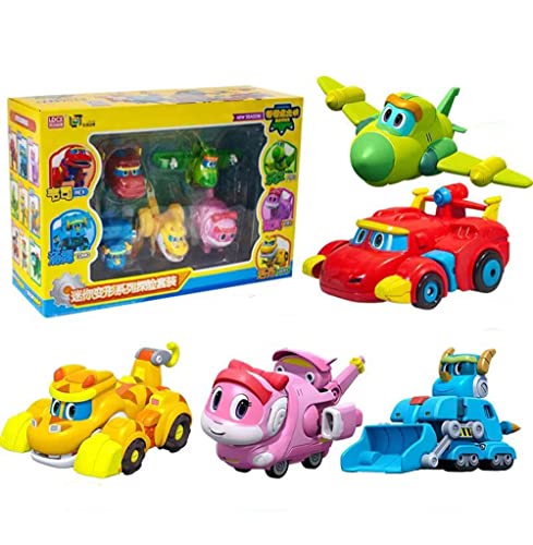 WHFMATPQB Children's Plastic Toy 5 Piece Set Gogo Dino Explorer Creative Transform Dinosaur Robot Birthday Present Decoration Collection