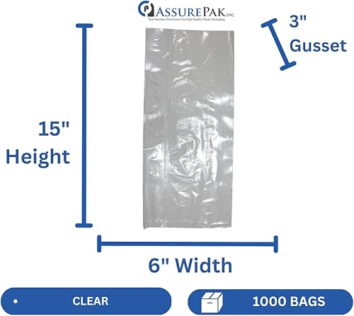 Miniatura 2 de Bolsas de plástico transparentes sin impresión, 6 x 3 x 15 pulgadas, 0.80 mil - 1000 bolsasestuche