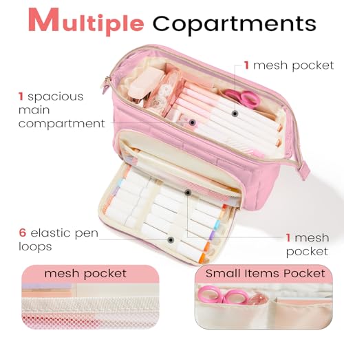 Image of Sooez Large Pencil Case Pouch, Soft Pencil Bag with Zipper, Pen Bag Wide Opening, School Supplies Cute Pencil Case for Girls Boy Men Women, Purple
