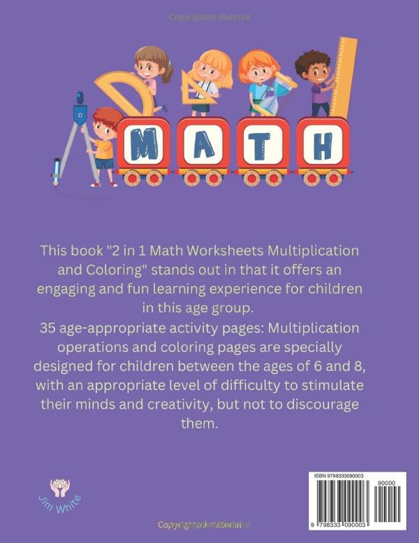 Math Worksheets Multiplication: 2 IN 1 Math & Coloring: Large Print: Easy to understand and remember: Workbook with two-digit multiplication math ... one page a day of math /coloring exercises! - Image 2