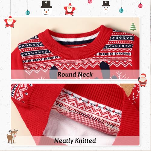 Kids Christmas Sweater for Boy Girls Reindeer Knit Sweaters Fall Winter Crewneck Pullover Xmas Clothes 4-10 Years4