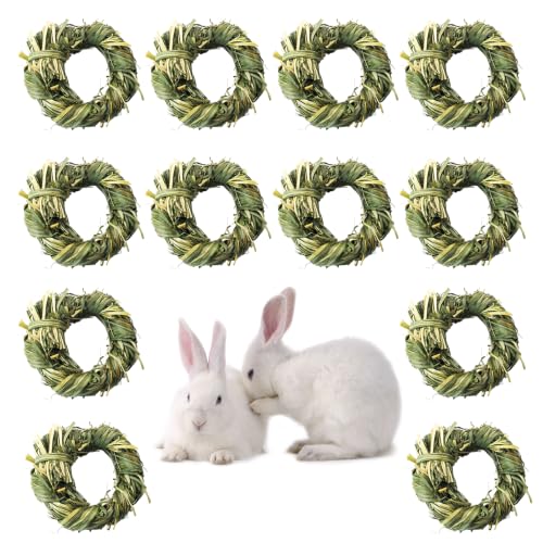 Image of 12PCS Bunny Chew Toys for Teeth Timothy Hay Circle for Rabbits Timothy Hay Rings for Small Animals Guinea Pigs Chinchillas Hamsters Bunnies Digestion Care and Teeth Protection