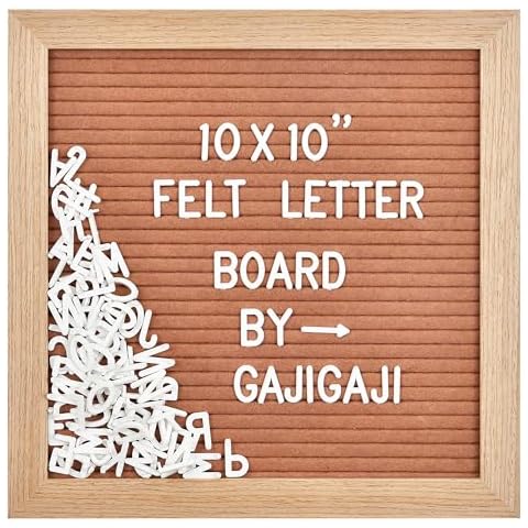 Felt Letter Board with 294 Letters, Numbers, Symbols - 10x10 inch Changeable Message Board with Wooden Frame Wall Mount (Brown) Cover