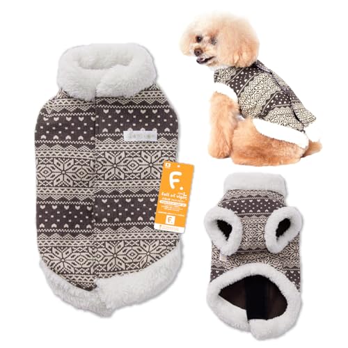 ダックス ノルディック柄 裏起毛 ベスト 背中開き 防寒 犬の服 フルオブビガー 10/ブラウン DM