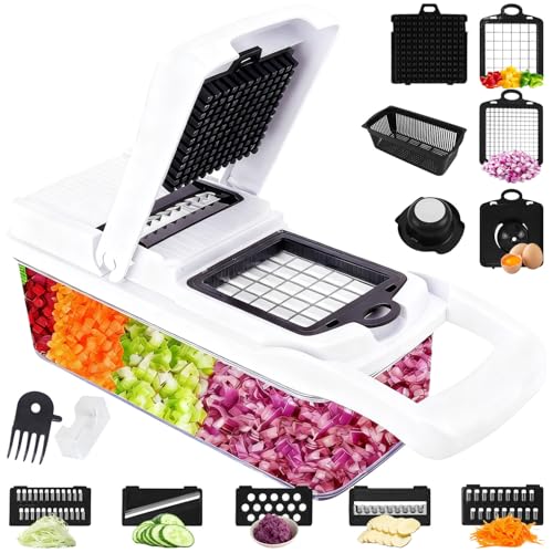 AUMAYCO 15 In 1 Gemüseschneider, Mandoline Gemüsehobel, Gemüse Schneider, Vegetable Chopper mit 7...