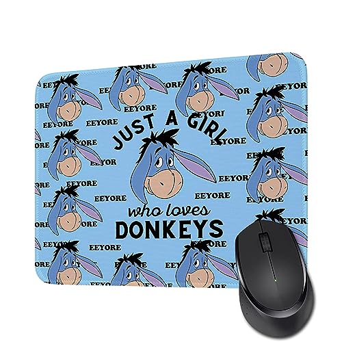Eeyore Cartoon Lovers Gift Donkey Lover Mouse Pad Just A Girl Who Loves Donkeys Rectangle Gaming Computer Mouse Pad Birthday for Friend Student Coworker (Loves Donkeys MP)
