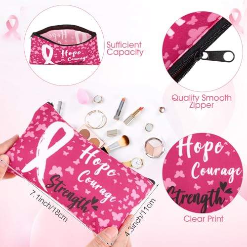 Amylove 40 Pcs Breast Cancer Gifts for Woman, 20 Breast Cancer Awareness Makeup Bags and 20 Pink Ribbon Compact Mirrors Care Gifts for Survivors Patients3