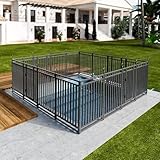 Petorldog Metal Swimming Pool Fence 36ft (L) × 40in (H) with 14Panels & 2 Gates, in Ground Pool Safety Fence, Protective Barrier with Reinforced Stakes, Compatible with Patios & Gardens, Black-Silver