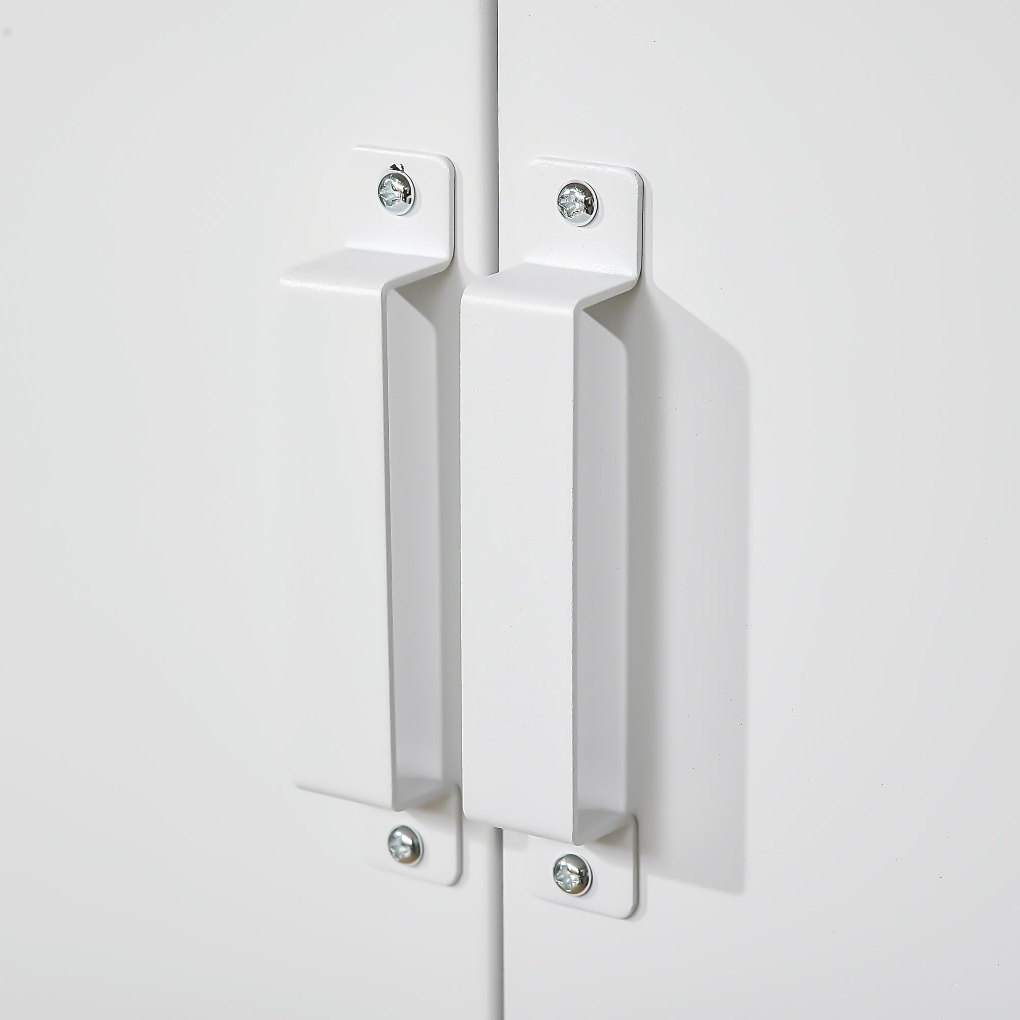 HOMCOM Armoire de bureau à 3 niveaux, meuble de rangement bureau métallique avec 2 portes et étagères réglables, armoire à dossiers pour domicile, garage, blanc