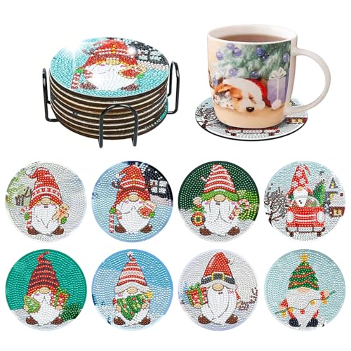 8PCS Weihnachten Diamant-Malerei Untersetzer Kleine Untersetzer...