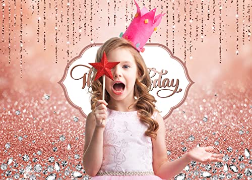 AIIKES 8x6FT Rosa Oro Rosa Festa di Compleanno