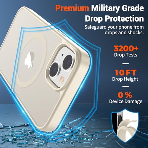 Image of SUPFINE Magnetic for iPhone 15 Case (Compatible with MagSafe) (Military Grade Drop Protection) Slim Translucent Matte Shockproof with Anti-Fingerprint Phone Case,Antique White