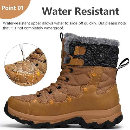 Image of Mens Winter Snow Boots Water Resistant Non Slip Faux Fur Lined