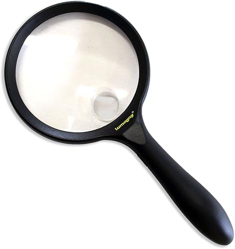 "lumagny 240 x 117 x 23 mm, diámetro de 4" lente, iluminación LED Lupa de mano con 2 x & 4 x power: mp-14680