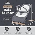 Baby Bouncer with Elegant Wood Accents, Bouncer Seat for Infants, Portable Infant Bouncer with Inner Mattress & Travel Bag - Image 2