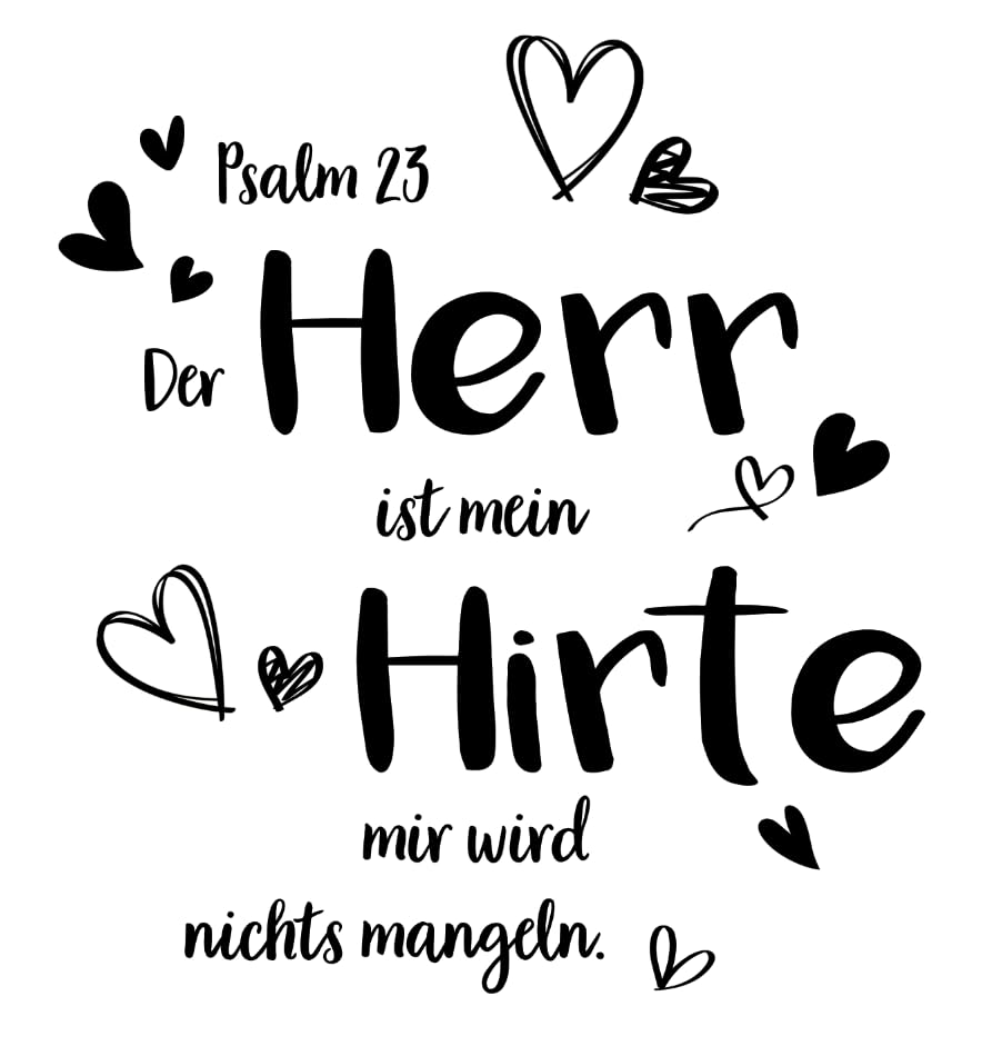 TOARTI Wandaufkleber Spruch Psalm 23 Der Herr ist mein Hirte, mir wird nichts mangeln Schwarz Wandtattoo Wohnzimmer Sprüche zitate Wandsticker Flur und Diele Aufkleber selbstklebend Sticker