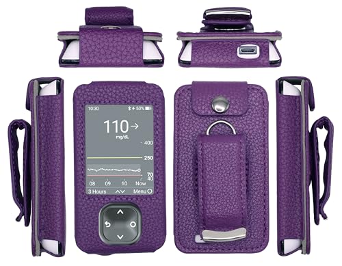Fitted Leather Case W/Screen Protector (Lanyard Included) for Dexcom G7 / G6 Receiver (Purple)