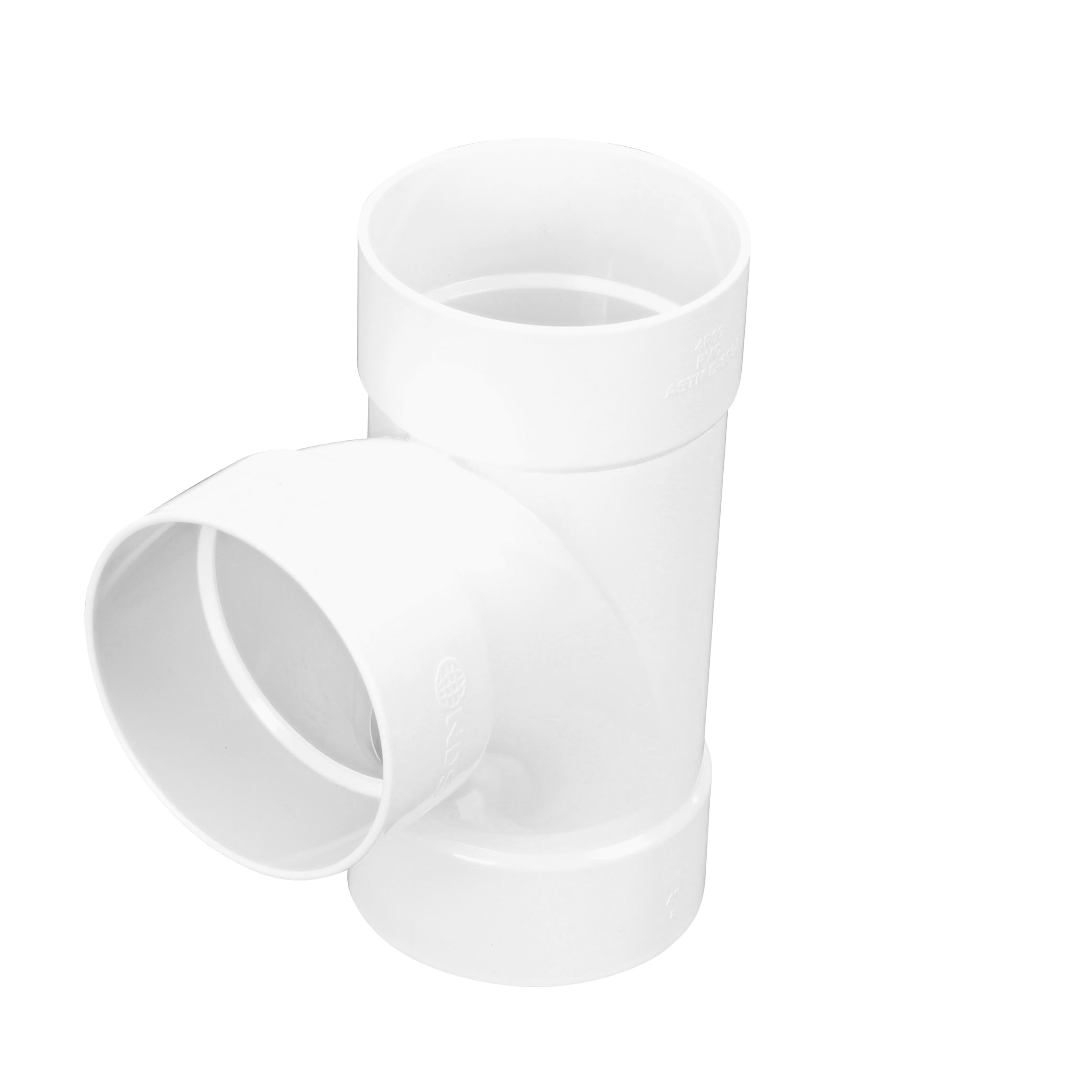 NDS 4P09 PVC S&D Sanitary Tee, 4-Inch, for Hub X Hub X Hub Solvent-Weld Connections, for use with 4-Inch Sewer and Drain Pipe, White