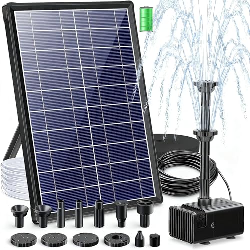 Billing Solar Springbrunnen für außen mit 3600mAh Akku, 7,5 W Solarbrunnen für Draussen, 10 Düse Schwimmende Teichpumpe Solar mit Filter für Gartenteich Wasserspiel Vogelbad Koiteich Biotopteich