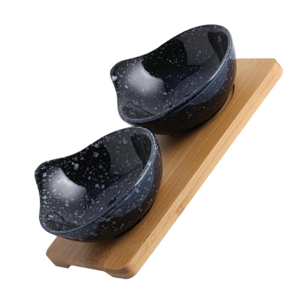 Alipis 4-piece Japanese Style Ceramic Sauce Dishes Wooden Tray for Dishwasher Safe