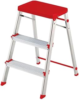 Rolser M-3 – stołek domowy z 3 szczeblami, kolor czerwony